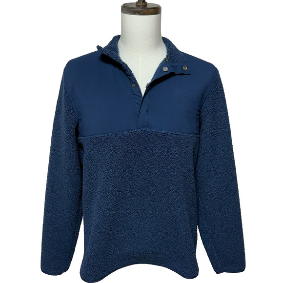 Under Armour Golf Sweater Large Blue Fleece Pile Half Snap T Pullover Loose Fit - Picture 1 of 12